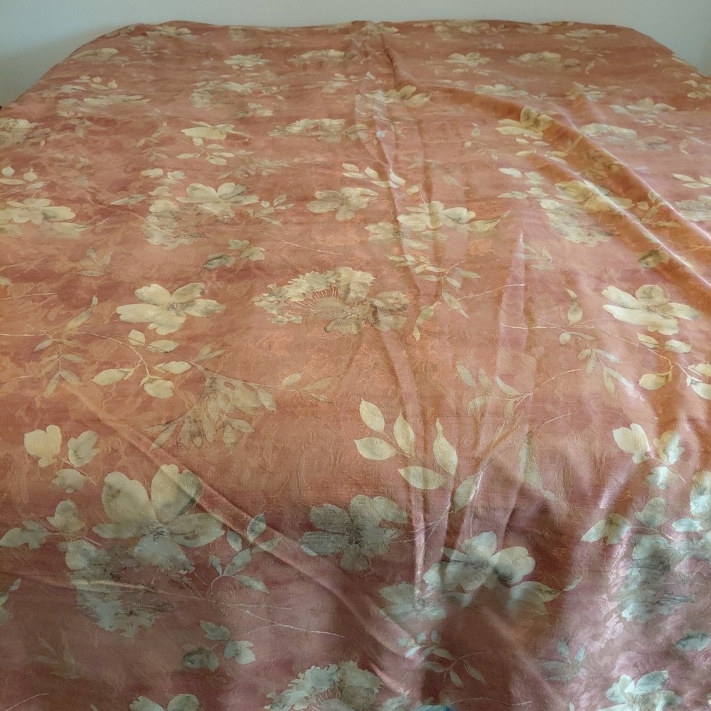 100% Pure Custom DUVET COVER SET Queen + Sham Rust Red Floral Sheen Quiet Luxury - Picture 2 of 9